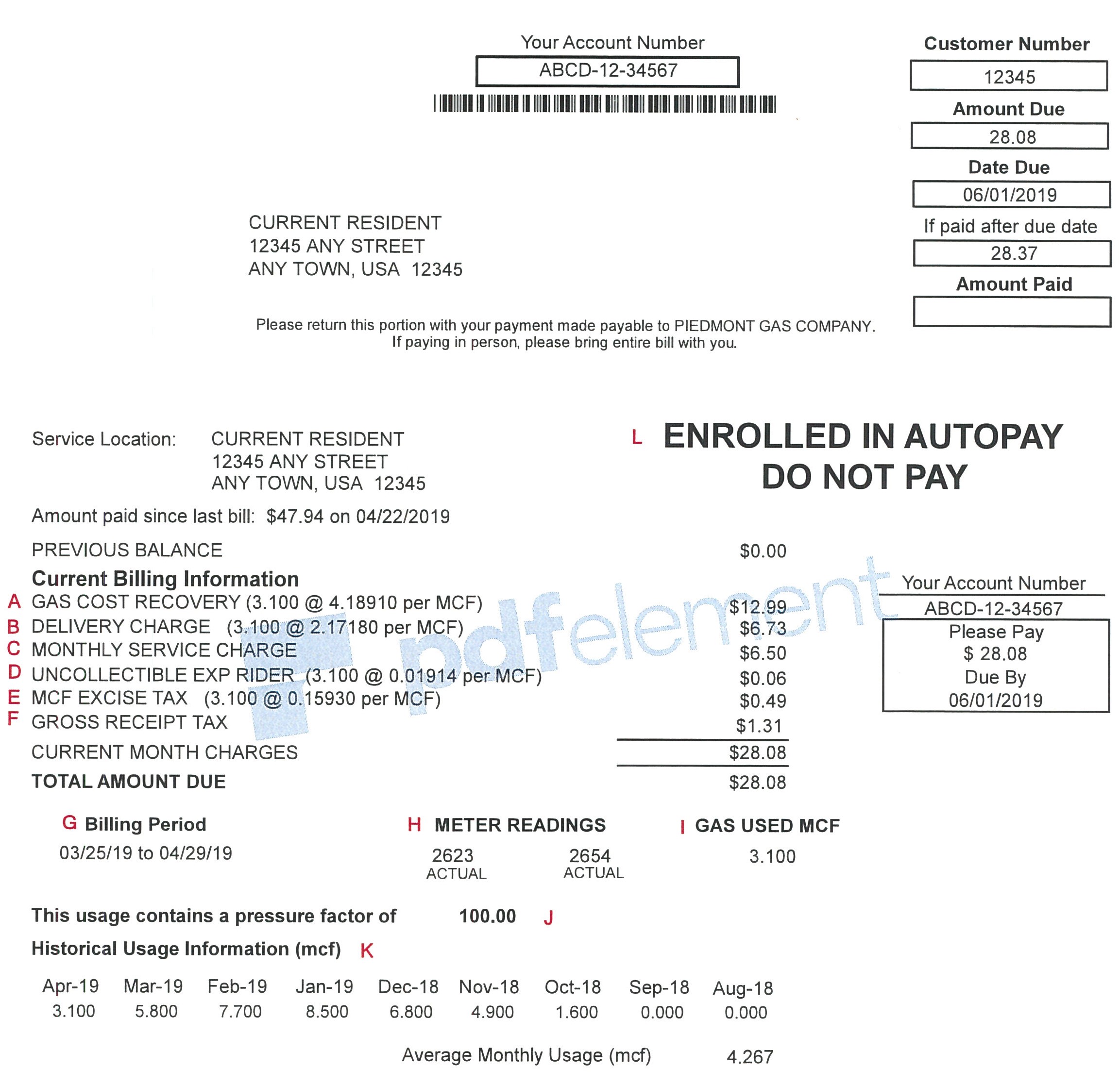 georgia power utility bill template